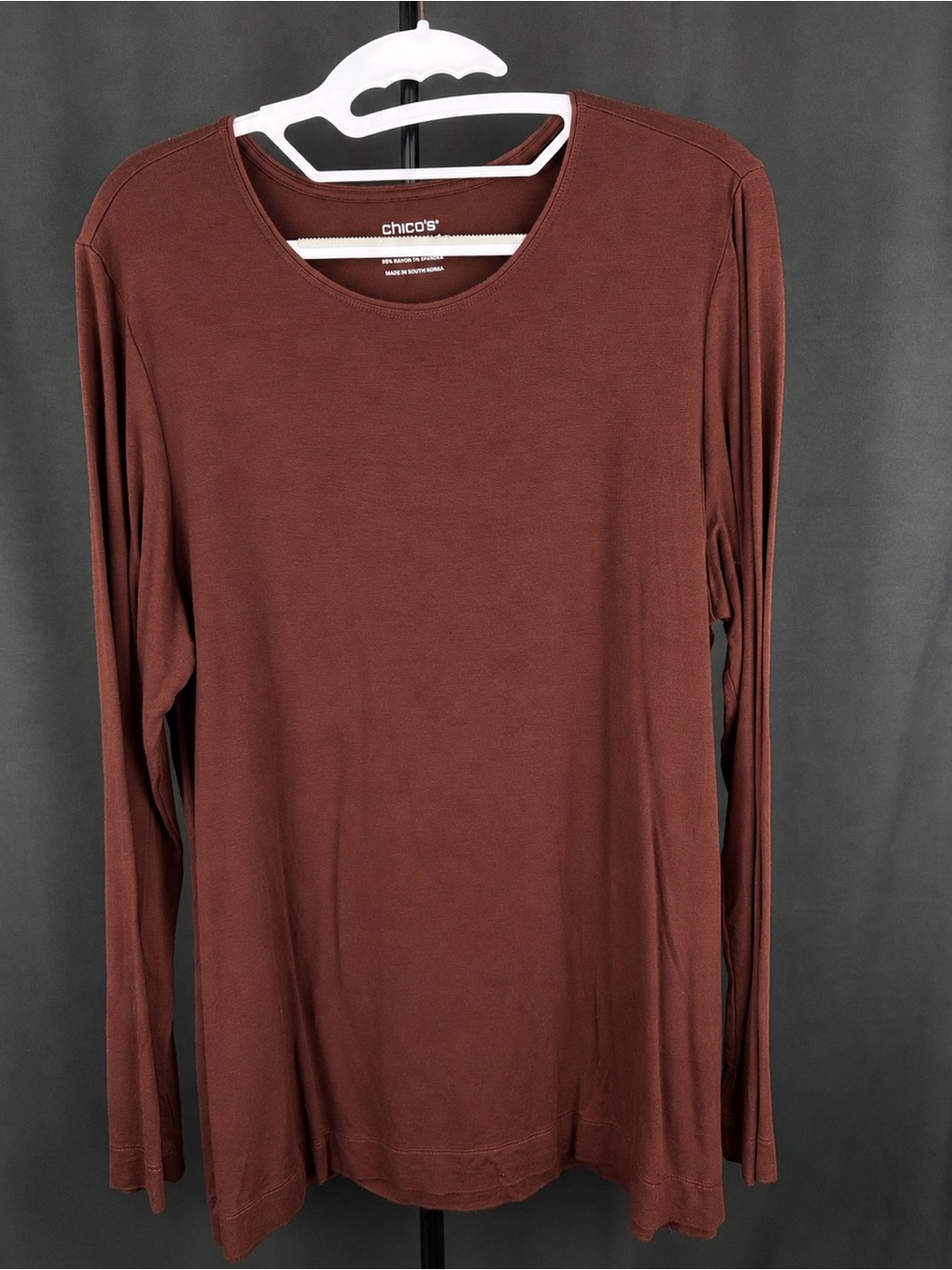 Chico's Women’s Long-Sleeve Crew Neck Shirt - Brown